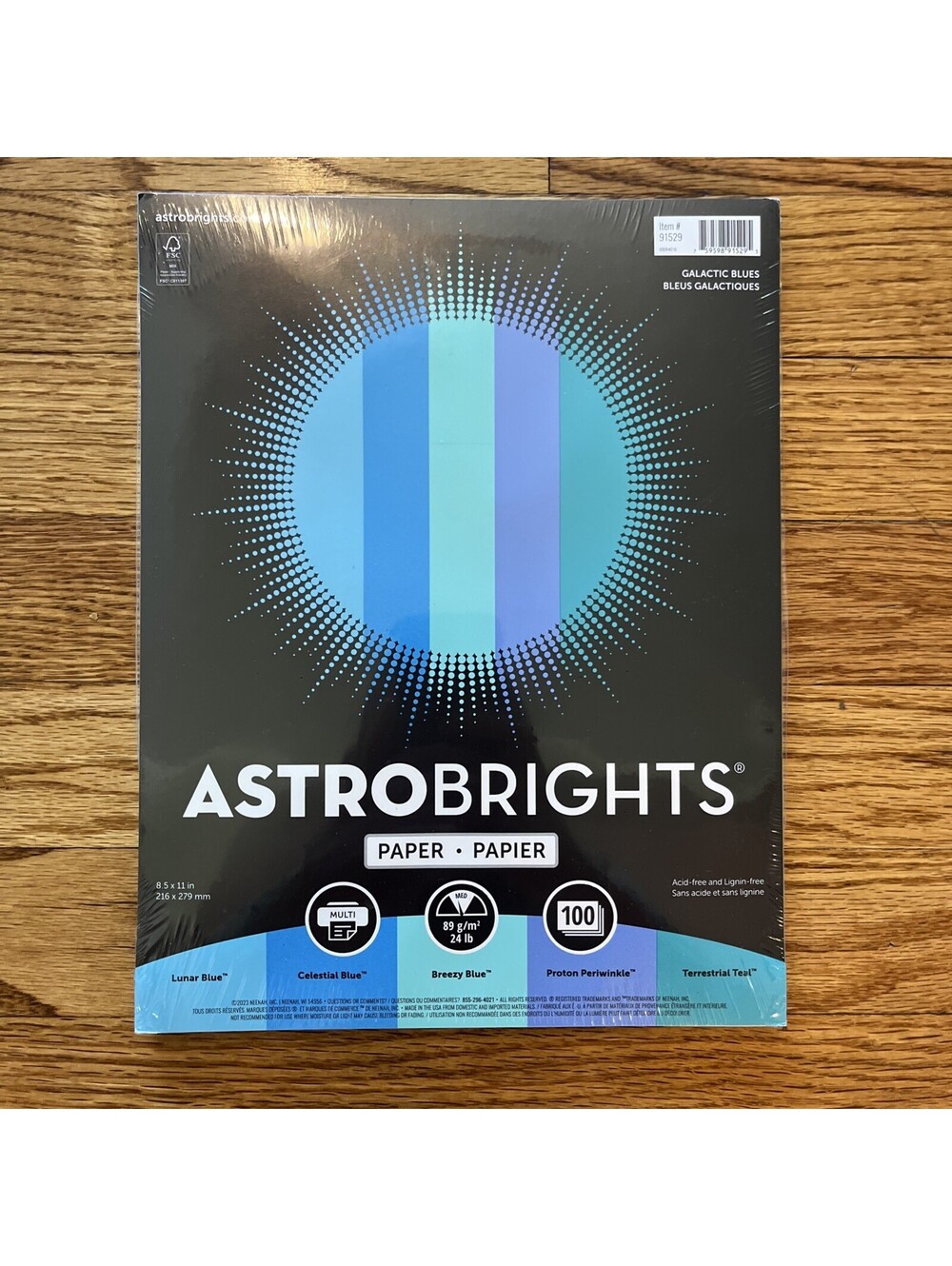 Astrobrights 91529 Assorted Blue Colored Paper 8.5" X 11" 24 lbs 100 Sheets New